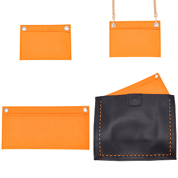 WADORN 2Pcs 2 Styles Felt Purse Organizer Insert, Mini Envelope Handbag Shaper Liner, Bag Accessories, with Iron Grommets, Rectangle, Dark Orange, 10.5~13x14.5~26x0.6~0.7cm, 1pc/style