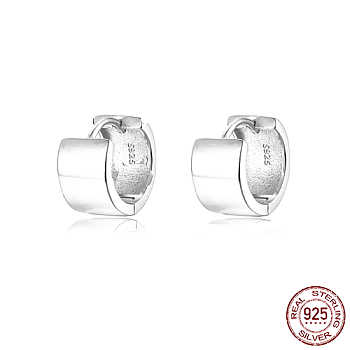 Rhodium Plated Platinum 925 Sterling Silver Hoop Earrings, with S925 Stamp, Platinum, 10x5mm
