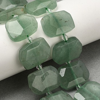 Natural Green Aventurine Beads Strands, Faceted, Oval, 17~22x11~18x6~8mm, Hole: 1.2mm, about 21~22pcs/strand, 15.23 inch~15.35 inch(38.7~39cm)