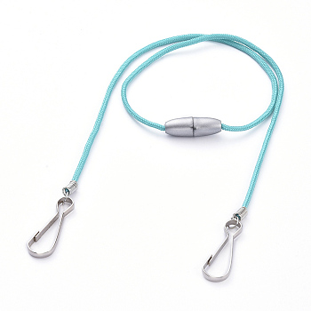 Polyester & Spandex Cord Ropes Eyeglasses Chains, Neck Strap for Eyeglasses, with Plastic Breakaway Clasps, Iron Coil Cord Ends and Keychain Clasp, Deep Sky Blue, 21.34 inch(54.2cm)