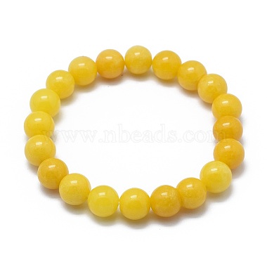 Pulseras elásticas de cuentas de jade amarillo natural(BJEW-K212-A-038)-2