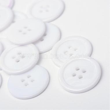 36L(23mm) White Flat Round Plastic 4-Hole Button