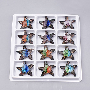 Mixed Color Starfish Lampwork Pendants