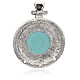 Antique Silver Plated Flat Round Alloy Synthetic Turquoise Chandelier Components Links(PALLOY-J183A-01AS)-2
