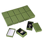 12Pcs Cardboard Paper Jewelry Storage Boxes with Sponge, Gift Package Supplies, Rectangle, Dark Olive Green, 8x5.2x2.7cm(CON-TA0001-43D)