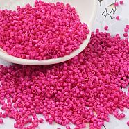 Baking Paint Glass Seed Beads, Cylinder, Deep Pink, 2x1.5mm, Hole: 1mm, about 5599pcs/50g(X-SEED-S042-05B-68)