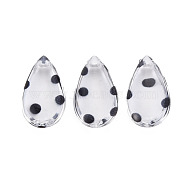 Transparent Acrylic Pendants, Teardrop with Polka Dot Pattern, Clear, 24x13.5x6mm, Hole: 1.6mm(X-TACR-N006-32)