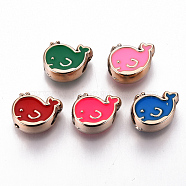 UV Plating Acrylic Beads, with Enamel, Cetacean, Light Gold, Mixed Color, 11x14x7.5mm, Hole: 4mm(OACR-R077-06-LG)