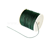 Braided Nylon Thread, Chinese Knotting Cord Beading Cord for Beading Jewelry Making, Dark Green, 0.8mm, about 100yards/roll(NWIR-R006-0.8mm-257)