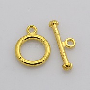 Tibetan Style Alloy Toggle Clasps, Golden, Lead Free and Cadmium Free, Ring: 15x12mm, Bar: 18.5x3.5mm, Hole: 2mm(K08Q9011)