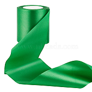 Flat Satin Single Face Ribbon, Polyester Ribbon, for Party Decoration, Green, 4 inch(100mm), about 24.06 Yards(22m)/Roll(OCOR-WH0060-81A)