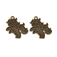 Tibetan Style Alloy Pendant Enamel Settings, Cadmium Free & Lead Free, Unicorn, Antique Bronze, 25x22x1.5mm, Hole: 2mm(PALLOY-N160-63AB)