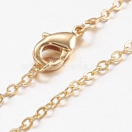 Brass Chain Necklaces, Cross/Rolo Chain, with Lobster Claw Clasps, Real 18K Gold Plated, 17.5 inch(44.5cm)(MAK-L009-04G)