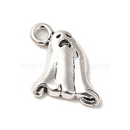 Tibetan Style Alloy Pendants, Cadmium Free & Lead Free, Ghost Charm for Halloween, Antique Silver, 16x13.5x2.5mm, Hole: 2.5mm, about 909Pcs/1000G(PALLOY-M217-33AS)