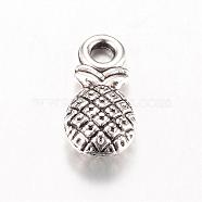 Tibetan Style Alloy Charms, Pineapple, Lead Free, Antique Silver, 13x6x3.5mm, Hole: 2mm, about 931pcs/700g(TIBE-T003-076AS-LF)