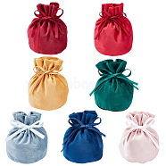 7Pcs 7 Colors Velvet Jewelry Drawstring Gift Bags, Wedding Favor Candy Bags, Mixed Color, Folded: 14x10cm, 1pc/color(ABAG-BC0001-39)