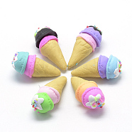 Handmade Polymer Clay Beads, No Hole, Ice Cream, Mixed Color, 30~35x14~16mm(CLAY-Q240-002)