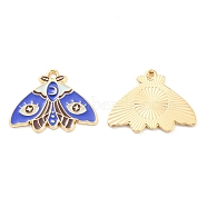 Alloy Enamel Pendants, Golden, Moths Charm, Royal Blue, 21.5x28x1.5mm, Hole: 1.8mm(ENAM-D051-10G)