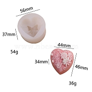 DIY Heart Shape Food Grade Candle Silicone Molds, for 3D Scented Candle Making, Flower, 5.6x3.7cm(PW-WGD631A-03)