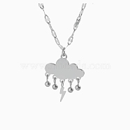 Stainless Steel Pendant Necklaces, Cloud, Stainless Steel Color, 16.54 inch(42cm)(OF5364-2)