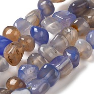 Natural Agate Beads Strands, Dyed & Heated, Nuggets, Tumbled Stone, Slate Blue, 6.5~13x10~13x1.5~11mm, Hole: 1.6mm, about 22pcs/strand, 7.20~7.72''(18.3~19.6cm)(G-H295-B01-10)