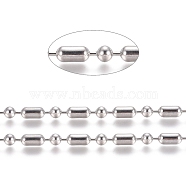 304 Stainless Steel Ball Chains, Stainless Steel Color, Column: 9x4.5mm, Ball: 4.5mm(CHS-L024-025H)