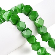 Natural Malaysia Jade Beads Strands, Faceted Cube, Dyed, 10~11x10~11x9.5~11mm, Hole: 0.9mm, about 20pcs/strand, 8.27''(21cm)(G-T138-36)