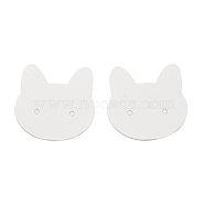 100Pcs Cat Shaped Paper Earring Display Cards, White, 3.5x3.5x0.03cm, Hole: 2mm(EDIS-M004-01B)