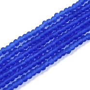 Transparent Glass Beads Strands, Faceted, Frosted, Rondelle, Blue, 2.3~2.7x2mm, Hole: 0.4mm, about 150~155pcs/strand, 32~33cm(EGLA-A044-T1mm-MD31)