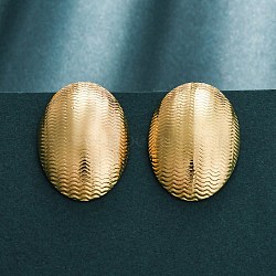 304 Stainless Steel Stud Earrings for Women, Ion Plating(IP), Oval, Real 18K Gold Plated, 27.5x20mm(EJEW-L296-022G)