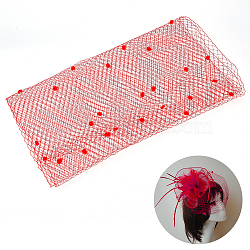 Polyester Birdcage Bridal Veil Netting with Chenille Dot, Mesh Tulle Fabric for DIY Veils Blushers Fascinators, Orange Red, 17-3/4 inch(450mm)(AJEW-WH0471-103C-03)