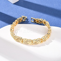 Brass Micro Pave Clear Cubic Zirconia Link Chain Bracelets for Women, Long-Lasting, Rack Plating Plated, Lead Free & Cadmium Free, Real 18K Gold Plated, 7.52 inch(19.1cm)(BJEW-F530-06G)