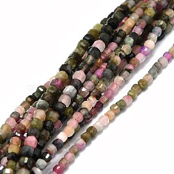 Natural Tourmaline Beads Strands, Cube, 2x2x2mm, Hole: 0.6mm, about 173pcs/strand, 15.55''(39.5cm)(G-E576-66)