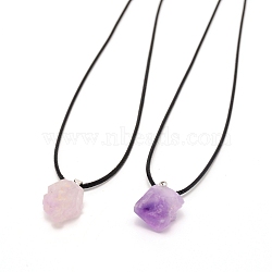 Nuggets Natural Amethyst Pendant Necklace, Rough Raw Stone Necklace for Girl Women, 17.91 inch(45.5cm)(NJEW-WH0002-08)