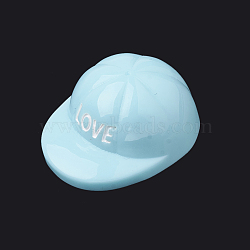 Resin Cabochons, Hat with Word Love, Light Cyan, 25x19x11mm(X-CRES-T007-16E)