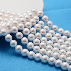 Shell Pearl Beads Strands, Grade A, Polished, Round, White, 8mm, Hole: 0.8mm, about 47~50pcs/strand, 16 inch(X-SP8MM221)