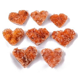 Heart Natural Drusy Citrine Display Decorations, Raw Citrine Cluster, 30~40mm(PW-WGAA3BE-01)