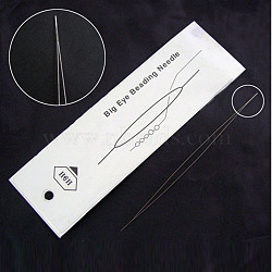 Stainless Steel Collapsible Big Eye Beading Needles, Seed Bead Needle, Beading Embroidery Needles for Jewelry Making, Stainless Steel Color, 4.5x0.03cm(ES001Y-4.5cm)