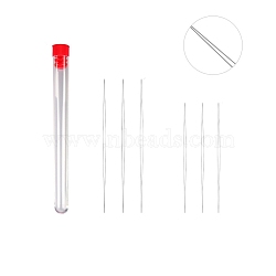 Stainless Steel Collapsible Big Eye Beading Needles, Seed Bead Needle, with Storage Tube, Red, 58~108x13mm, 7pcs/set(SENE-PW0013-02D)