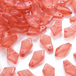 Transparent Spray Painted Glass Charms, Petaline, Salmon, 14.5x7.5x4mm, Hole: 1.2mm(GLAA-S190-019F-01)