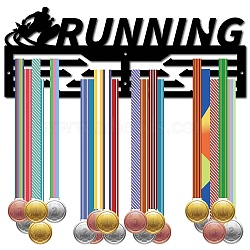 Iron Medal Holder, Medals Display Hanger Rack, Medal Holder Frame, with Screws, Rectangle, Running, Sports, 150x400mm, Hole: 5mm(AJEW-WH0420-001)