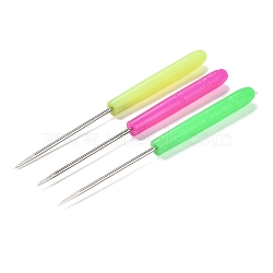 3 Colors Steel Awl Pricker Sewing Tool Kit, with Plastic Handle, for Punch Sewing Stitching Leather Craft, Mixed Color, 12.1x0.85cm, 100pcs/set(TOOL-K015-04)