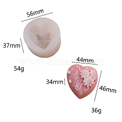 DIY Heart Shape Food Grade Candle Silicone Molds, for 3D Scented Candle Making, Flower, 5.6x3.7cm(PW-WGD631A-03)