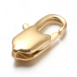 Ion Plating(IP) 304 Stainless Steel Lobster Claw Clasps, Golden, 18x9x4mm, Hole: 1x1.5mm(X-STAS-F094-05F-G)