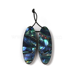 2Pcs Natural Abalone Shell/Paua Shell Pendants, Geometric Charms, Oval, 40x13x3mm, Hole: 1mm(SHEL-A005-01G)