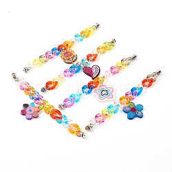 Acrylic Curb Chain Phone Case Chain, Anti-Slip Phone Finger Strap, Phone Grip Holder for DIY Phone Case Decoration, Mixed Shapes, Platinum, Mixed Color, 180mm(HJEW-JM00504)