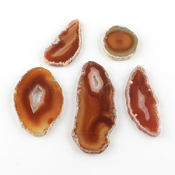 Dyed Mixed Shape Natural Agate Gemstone Big Pendants, Chocolate, 39~85x26~62x5~6mm, Hole: 2mm(G-R300-03)