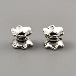 Tibetan Style Alloy Bead Caps, Flower, Antique Silver, 6.5x7x5mm, Hole: 2mm, inner diameter: 6mm(FIND-WH0291-09C-AS)