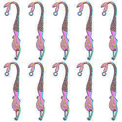 SUNNYCLUE 10Pcs Alloy Bookmark Findings, Mermaid Shape, Rainbow Color, 81.5x22x2mm, Hole: 2.5mm(AJEW-SC0002-28)