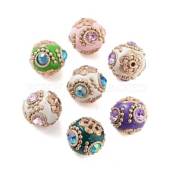 Alloy with Glass with Iron Handmade Indonesia Beads, Round, Mixed Color, 20.5x19.5mm, Hole: 2mm(FIND-Q106-49)